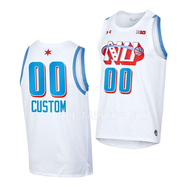Mens Youth Northwestern Wildcats Custom 2022 White Chicago's Own Game Basketball Jersey