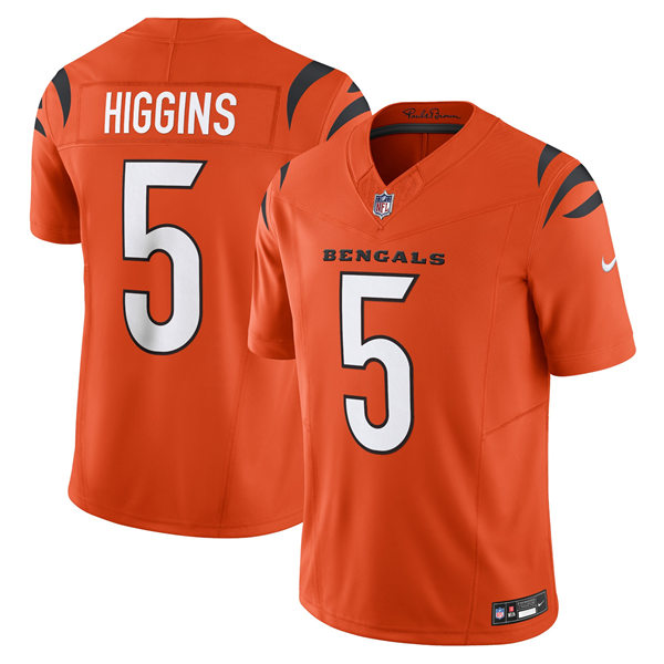 Men's Cincinnati Bengals #5 Tee Higgins Nike 2023 Orange Alternate Vapor Limited Player Jersey
