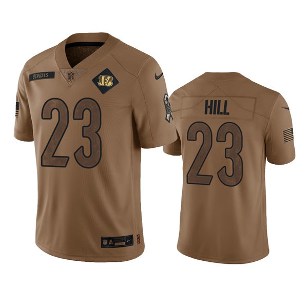 Men's Cincinnati Bengals #23 Daxton Hill Brown 2023 Salute To Service Limited Jersey
