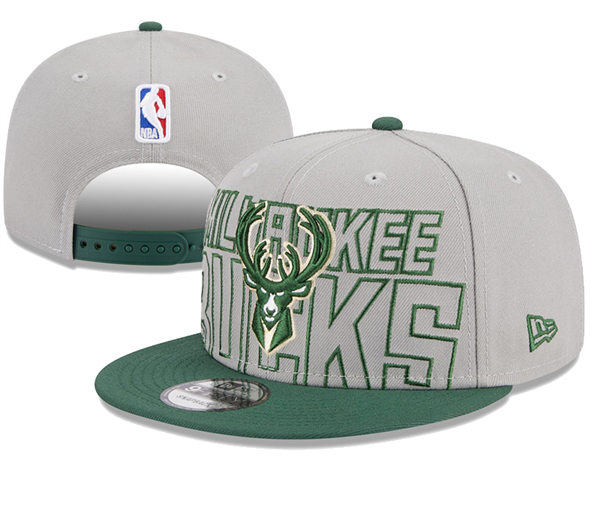 NBA Milwaukee Bucks Embroidered Gray Green Snapback Cap YD2310121 (2)