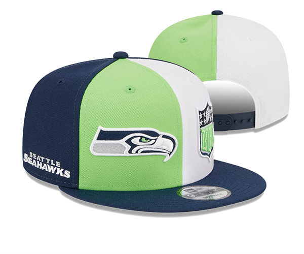 NFL Seattle Seahawks Embroidered Green Navy Split Snapback Cap YD2310121  (3)
