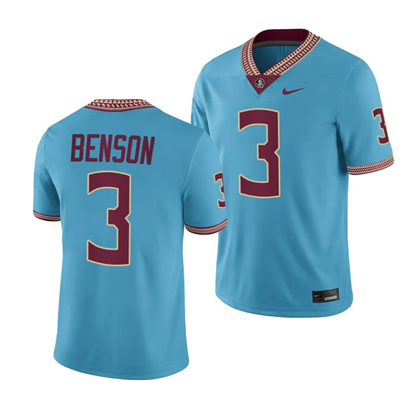 Mens Youth Florida State Seminoles #3 Trey Benson Nike 2023 F.U.S.E. Elite Blue College Football Game Jersey
