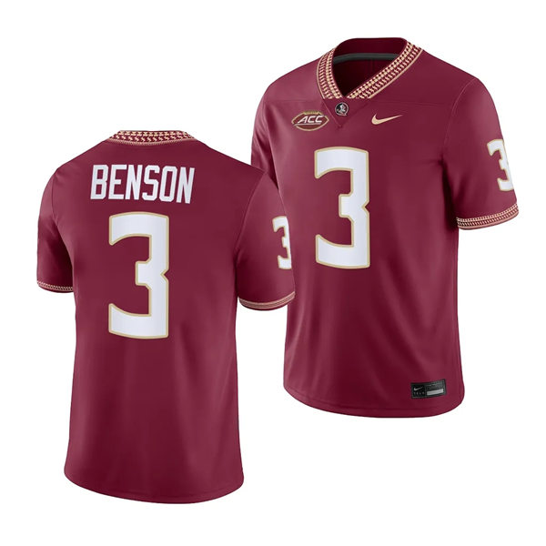 Mens Youth Florida State Seminoles #3 Trey Benson Nike 2023 F.U.S.E. Elite Garnet College Football Game Jersey