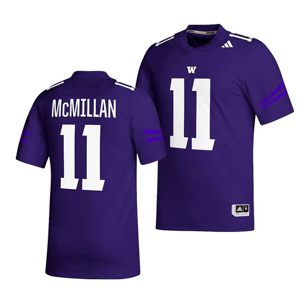 Mens Youth Washington Huskies #11 Jalen McMillan Adidas 2023 Purple College Football Game Jersey