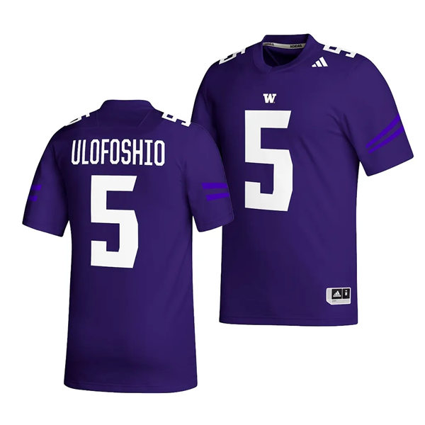 Mens Youth Washington Huskies #5 Edefuan Ulofoshio Adidas 2023 Purple College Football Game Jersey