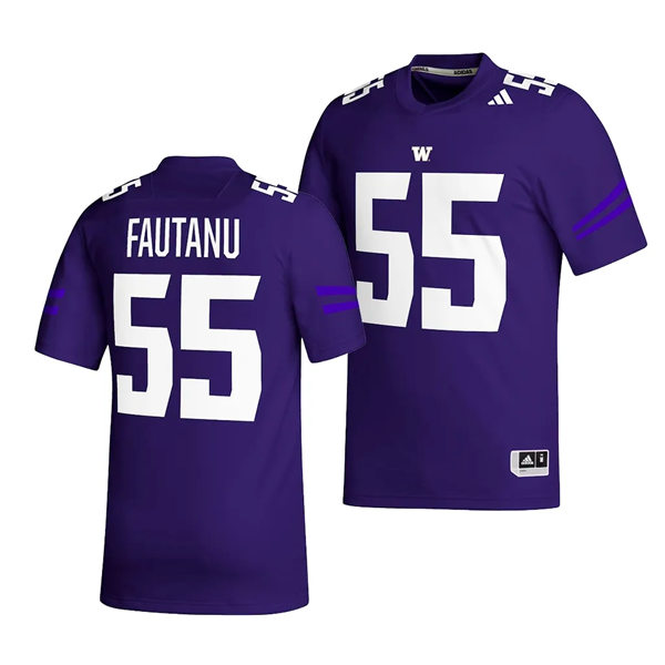 Mens Youth Washington Huskies #55 Troy Fautanu Adidas 2023 Purple College Football Game Jersey