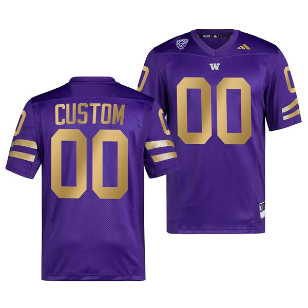 Mens Youth Washington Huskies Custom Premier Jersey #00 Purple 2023 College Football Uniform