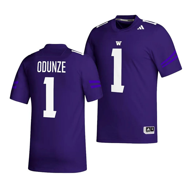 Mens Youth Washington Huskies #1 Rome Odunze Adidas 2023 Purple College Football Game Jersey