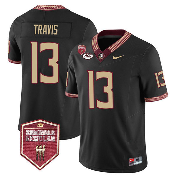 Men's Youth Florida State Seminoles #13 Jordan Travis Nike 2023 F.U.S.E. Elite Black College Football Game Jersey