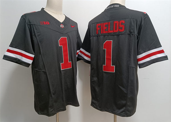 Mens Ohio State Buckeyes #1 Justin Fields Nike 2023 F.U.S.E. Limited Blackout College Football Game Jersey 