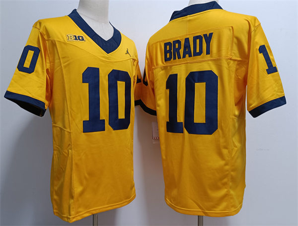 Men's Michigan Wolverines #10 Tom Brady Nike 2023 F.U.S.E. Limited Gold College Football Game Jersey
