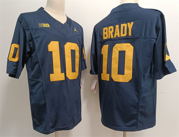 Men's Michigan Wolverines #10 Tom Brady Nike 2023 F.U.S.E. Limited Navy College Football Game Jersey