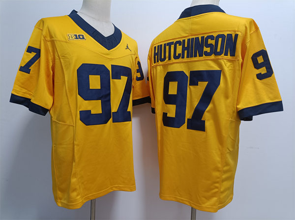 Men's Michigan Wolverines #97 Aidan Hutchinson  Nike 2023 F.U.S.E. Limited Gold College Football Game Jersey