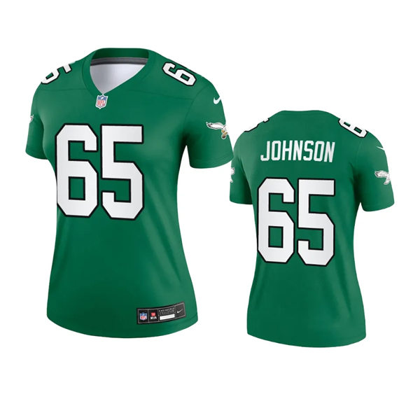 Womens Philadelphia Eagles #65 Lane Johnson Kelly Green Alternate Legend Jersey