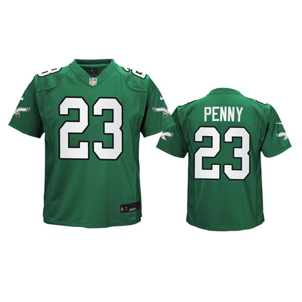 Youth Philadelphia Eagles #23 Rashaad Penny 2023 Nike Kelly Green Retro Jersey