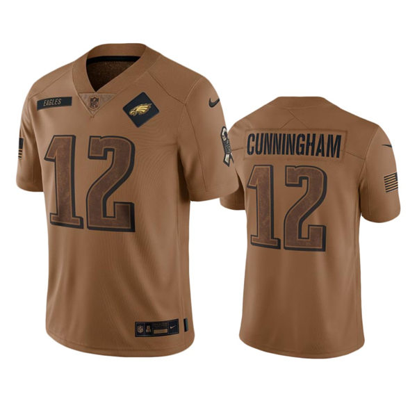 Mens Philadelphia Eagles #12 Randall Cunningham Brown 2023 Salute To Service Limited Jersey