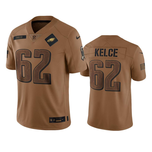 Mens Philadelphia Eagles #62 Jason Kelce Brown 2023 Salute To Service Limited Jersey