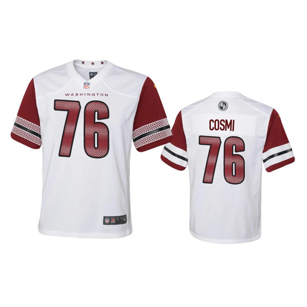 Youth Washington Commanders #76 Sam Cosmi White Away Limited Jersey