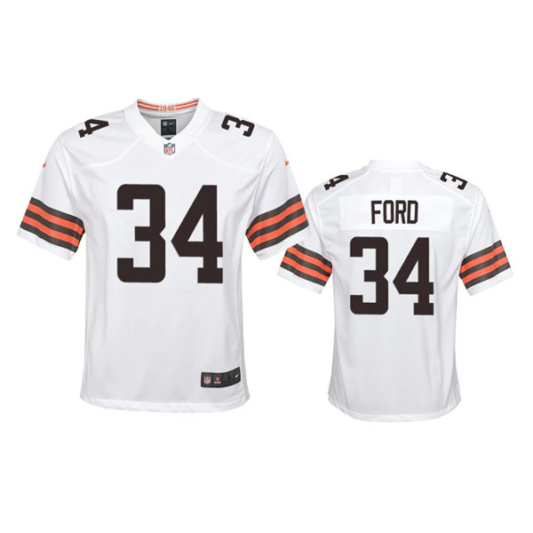 Youth Cleveland Browns #34 Jerome Ford White Away Limited Jersey