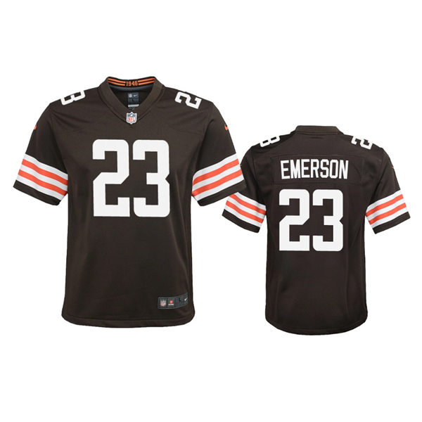Youth Cleveland Browns #23 Martin Emerson Jr  Brown Home Limited Jersey