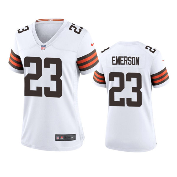 Womens Cleveland Browns #23 Martin Emerson Jr  White Away Limited Jersey