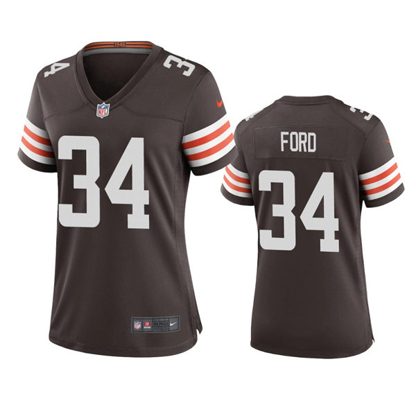 Womens Cleveland Browns #34 Jerome Ford  Brown Home Limited Jersey