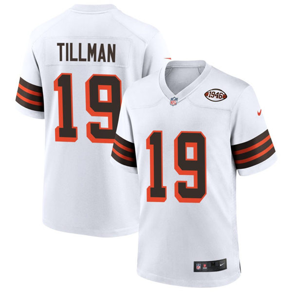 Mens Cleveland Browns #19 Cedric Tillman Nike White 1946 Collection 75th Anniversary Jersey