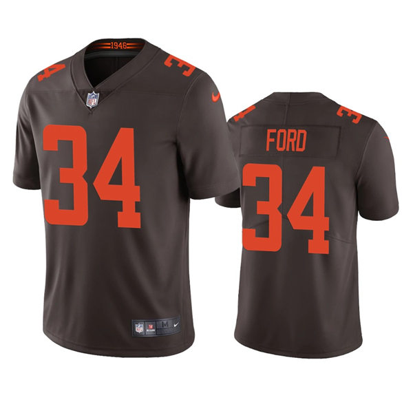 Mens Cleveland Browns #34 Jerome Ford  Nike Brown Alternate Vapor Limited Player Jersey