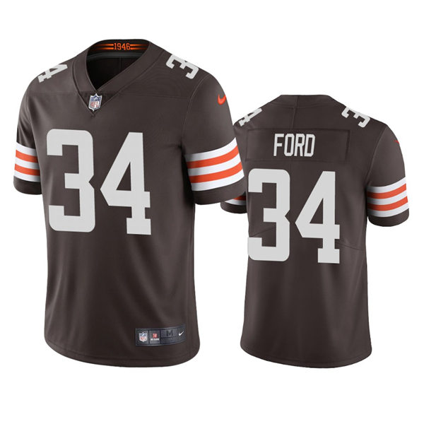 Mens Cleveland Browns #34 Jerome Ford Nike Brown Home Vapor Limited Jersey