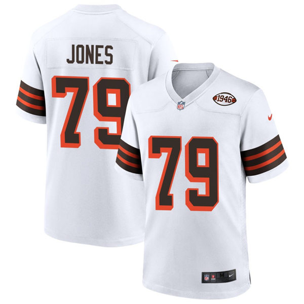 Mens Cleveland Browns #79 Dawand Jones Nike White 1946 Collection 75th Anniversary Jersey