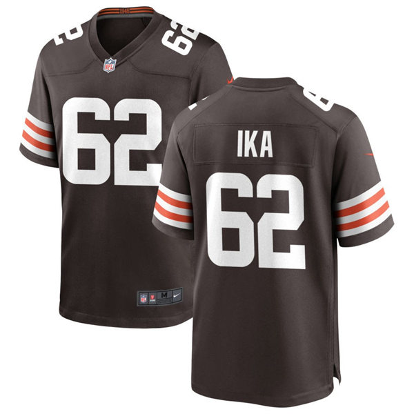 Mens Cleveland Browns #62 Siaki Ika Nike Brown Home Vapor Limited Jersey