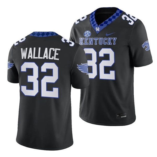Mens Youth Kentucky Wildcats #32 Trevin Wallace 2023 Black Alternate Football Uniform Jersey