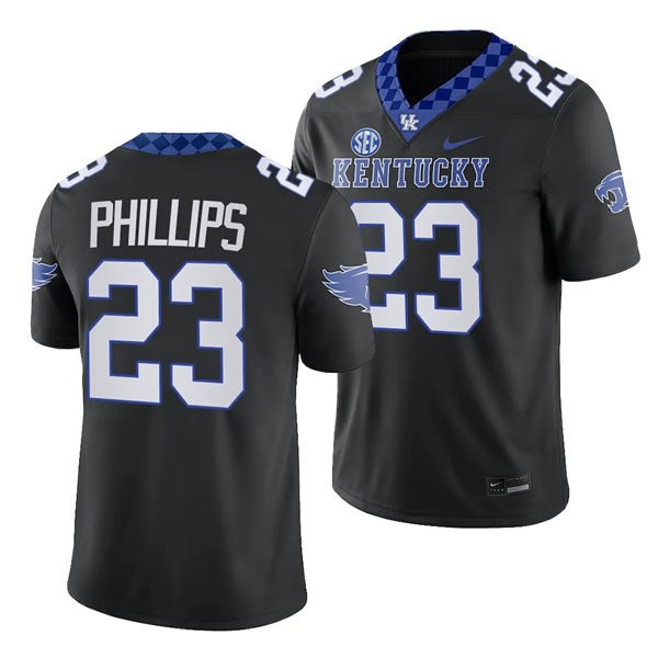 Mens Youth Kentucky Wildcats #23 Andru Phillips 2023 Black Alternate Football Uniform Jersey