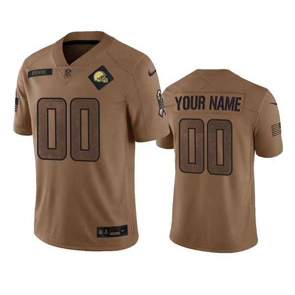 Mens Youth Cleveland Browns Custom Brown 2023 Salute To Service Limited Jersey