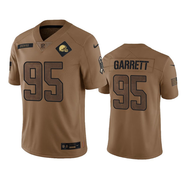 Mens Cleveland Browns #95 Myles Garrett Brown 2023 Salute To Service Limited Jersey