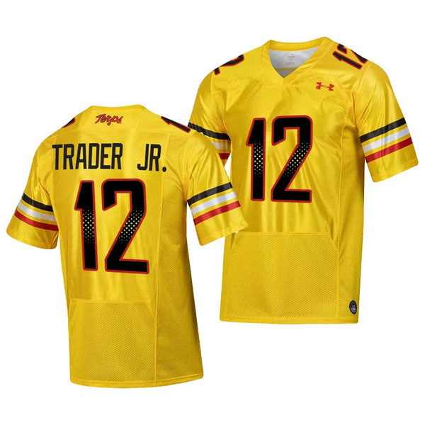 Mens Youth Maryland Terrapins #12 Dante Trader Jr. 2023 GOLD SCRIPT TERMS Football Jersey