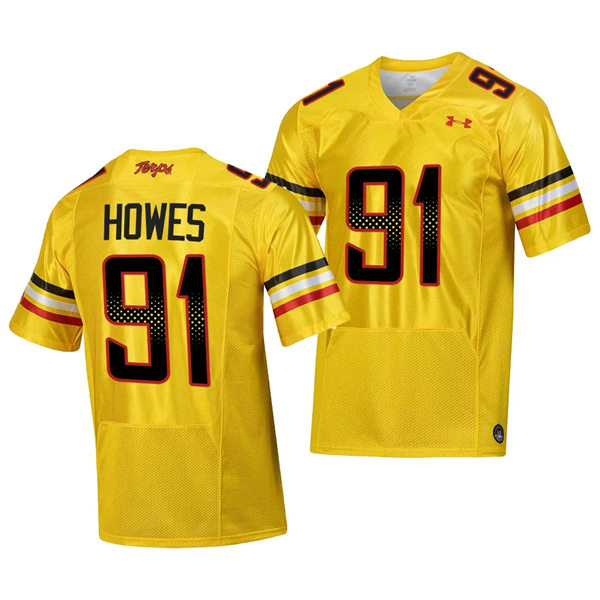 Mens Youth Maryland Terrapins #91 Jack Howes 2023 GOLD SCRIPT TERMS Football Jersey