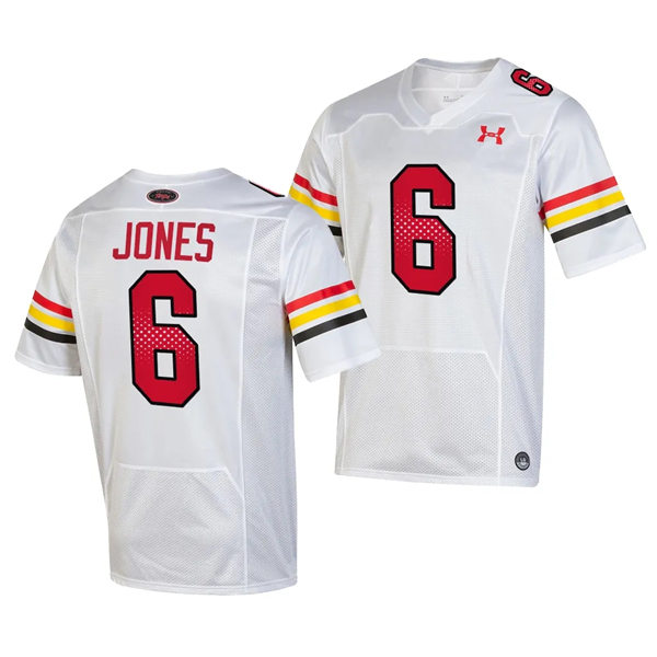 Mens Youth Maryland Terrapins #6 Jeshaun Jones 2023 White SCRIPT TERMS Football Jersey