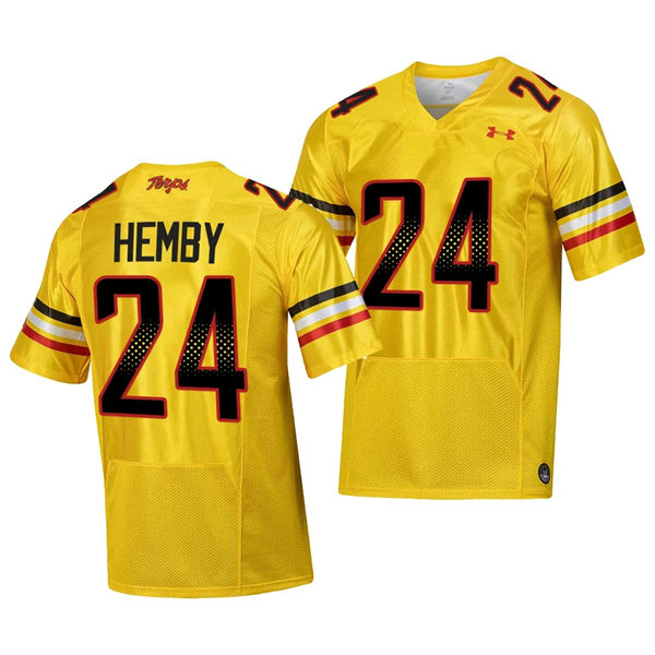 Mens Youth Maryland Terrapins #24 Roman Hemby 2023 GOLD SCRIPT TERMS Football Jersey