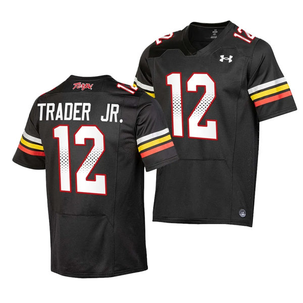 Mens Youth Maryland Terrapins #12 Dante Trader Jr. 2023 Black Football Game Jersey