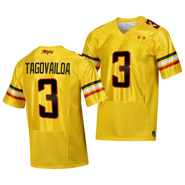 Mens Youth Maryland Terrapins #3 Taulia Tagovailoa 2023 GOLD SCRIPT TERMS Football Jersey