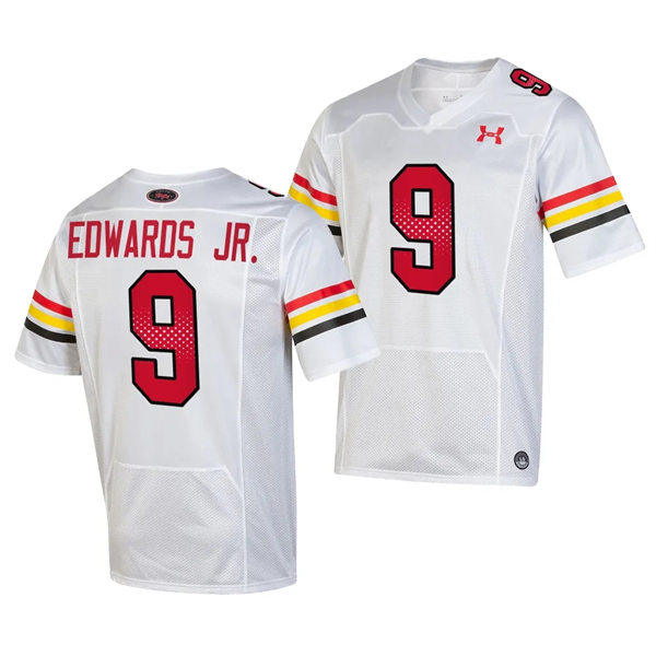 Mens Youth Maryland Terrapins #9 Billy Edwards Jr 2023 White SCRIPT TERMS Football Jersey