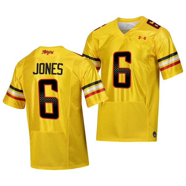 Mens Youth Maryland Terrapins #6 Jeshaun Jones 2023 GOLD SCRIPT TERMS Football Jersey