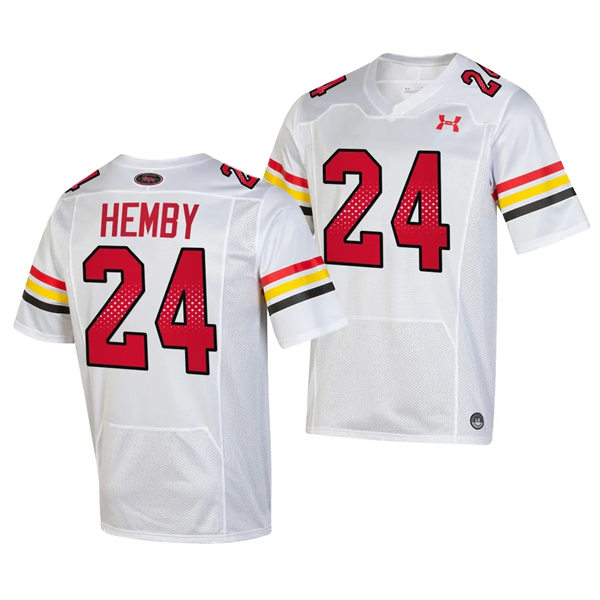Mens Youth Maryland Terrapins #24 Roman Hemby 2023 White SCRIPT TERMS Football Jersey