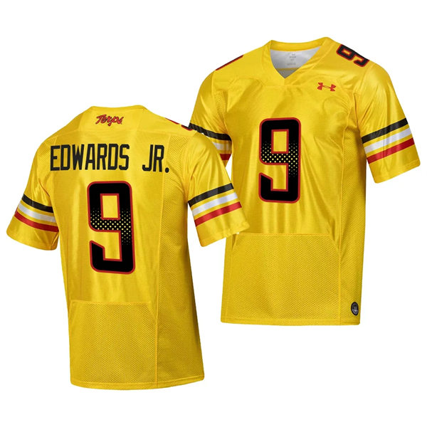 Mens Youth Maryland Terrapins #9 Billy Edwards Jr 2023 GOLD SCRIPT TERMS Football Jersey