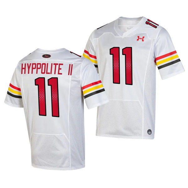 Mens Youth Maryland Terrapins #11 Ruben Hyppolite II 2023 White SCRIPT TERMS Football Jersey