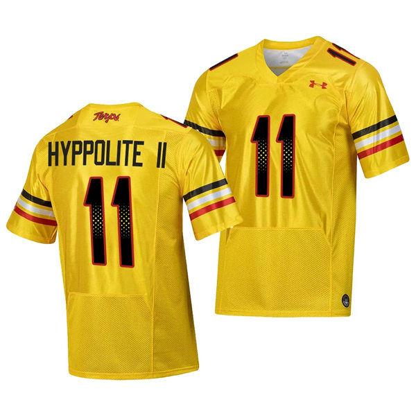 Mens Youth Maryland Terrapins #11 Ruben Hyppolite II 2023 GOLD SCRIPT TERMS Football Jersey