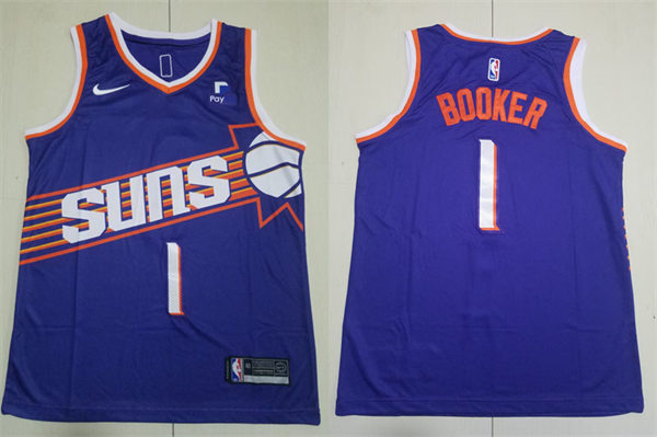 Mens Phoenix Suns #1 Devin Booker 2023-24 Purple Icon Edition Jersey