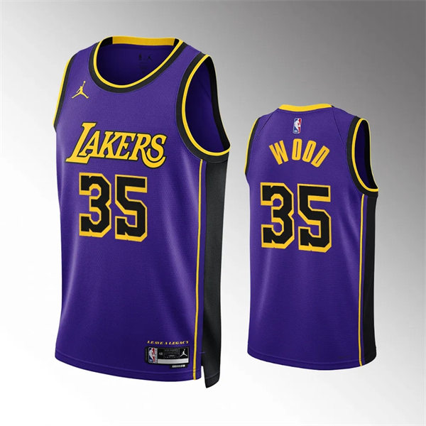 Mens Los Angeles Lakers #35 Christian Wood Purple Statement Edition Jersey