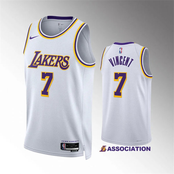 Mens Los Angeles Lakers #7 Gabe Vincent  White Association Edition Jersey